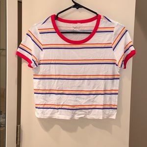 Pacsun Basics Rainbow Striped Crop top